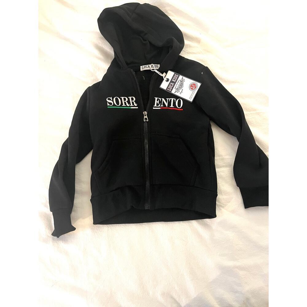 Luca Kids Black Zip Up Hoodie Sweatshirt, Size 4 NWT